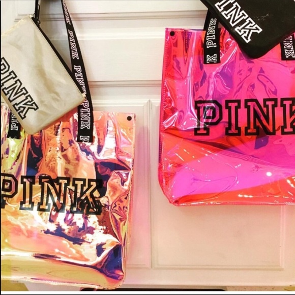 Victoria’s Secret Pink clear Tote bag with pouch - Picture 3 of 4